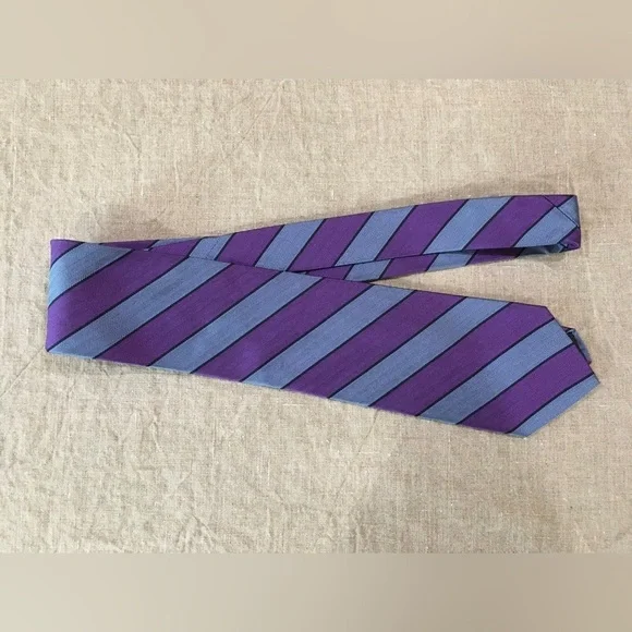 346 Brooks Brothers Neck Tie Men's Purple Blue Striped Pure Silk Made in USA - Picture 9 of 9